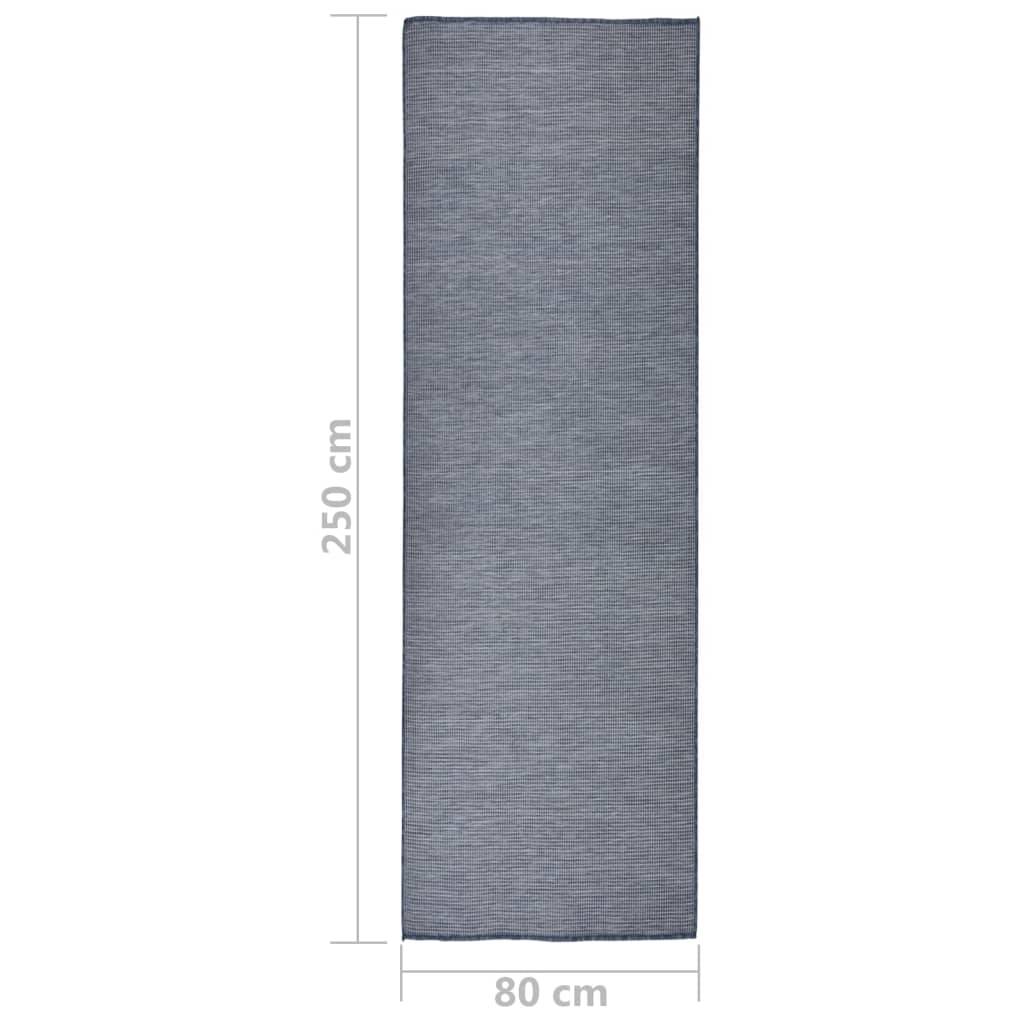 Tapis de Balcon Extérieur Tissage Plat en PP pour Jardin et Terrasse Bleu 80x250 cm – ComfortXL Outdoor Living - Image 6