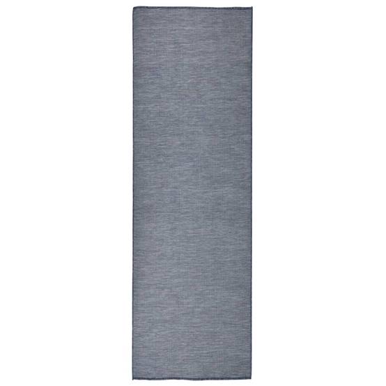 Tapis de Balcon Extérieur Tissage Plat en PP pour Jardin et Terrasse Bleu 80x250 cm – ComfortXL Outdoor Living - Image 1