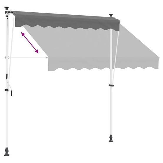 ComfortXL - Store banne rétractable manuel polyester PU jardin terrasse ombrage Gris clair 350cm - ComfortXL Outdoor Living - Image 6