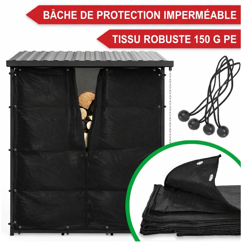 Range bûches abri a buche en métal 133x165x70cm étagère á bois support bois de chauffage - Image 3
