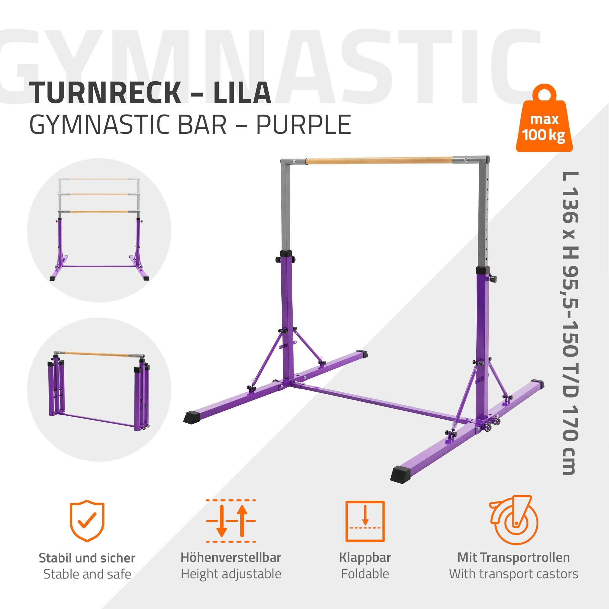 Barre De Gymnastique Mosebears – Acier, Hauteur Réglable 0,9 à 1,5m, Charge 136kg – Pour Enfants 3-15 Ans, Rose Ou Bleu, Antidérapant
