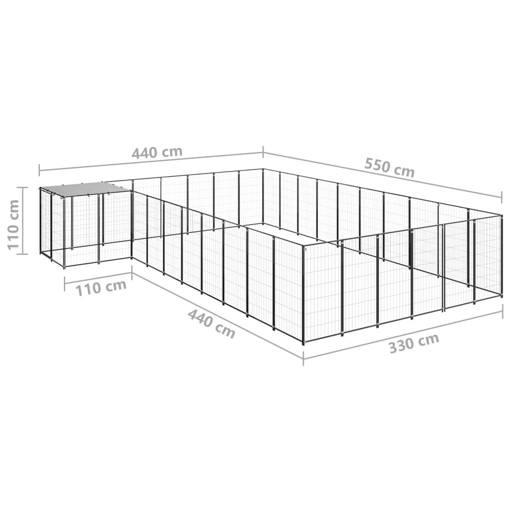 Vidaxl - Chenil Noir 19,36 m² Acier vidaXL 3082239 - Imagen 3