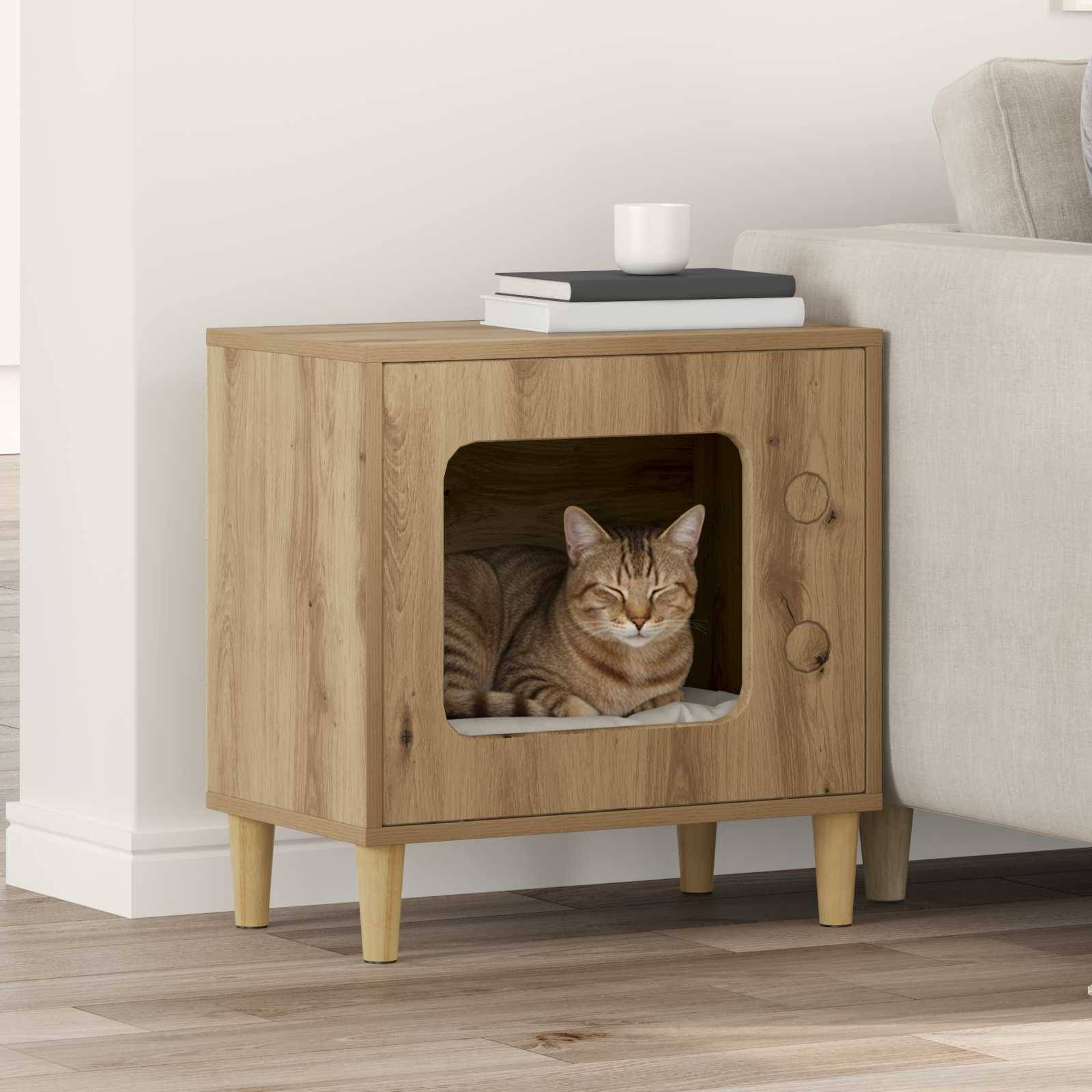 Niche Chat Haute Chêne Artisan Repos Brun 52cm pour Chat Qualité Top - ComfortXL Outdoor Living - Image 1