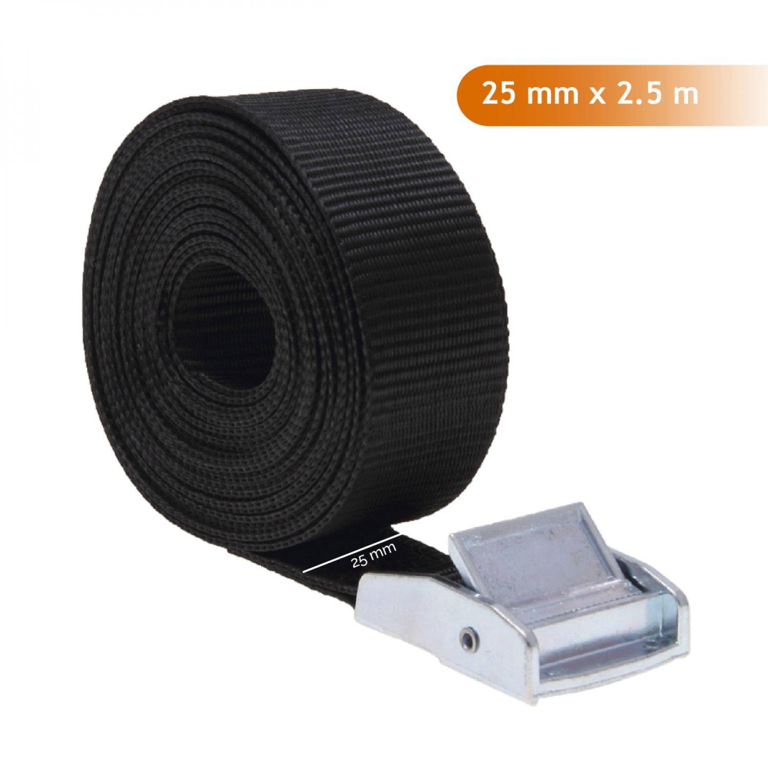 Linxor - Lot de 2 sangles d'arrimage avec boucle - 25 mm x 2,5 m - Noir - Linxor - Imagen 2