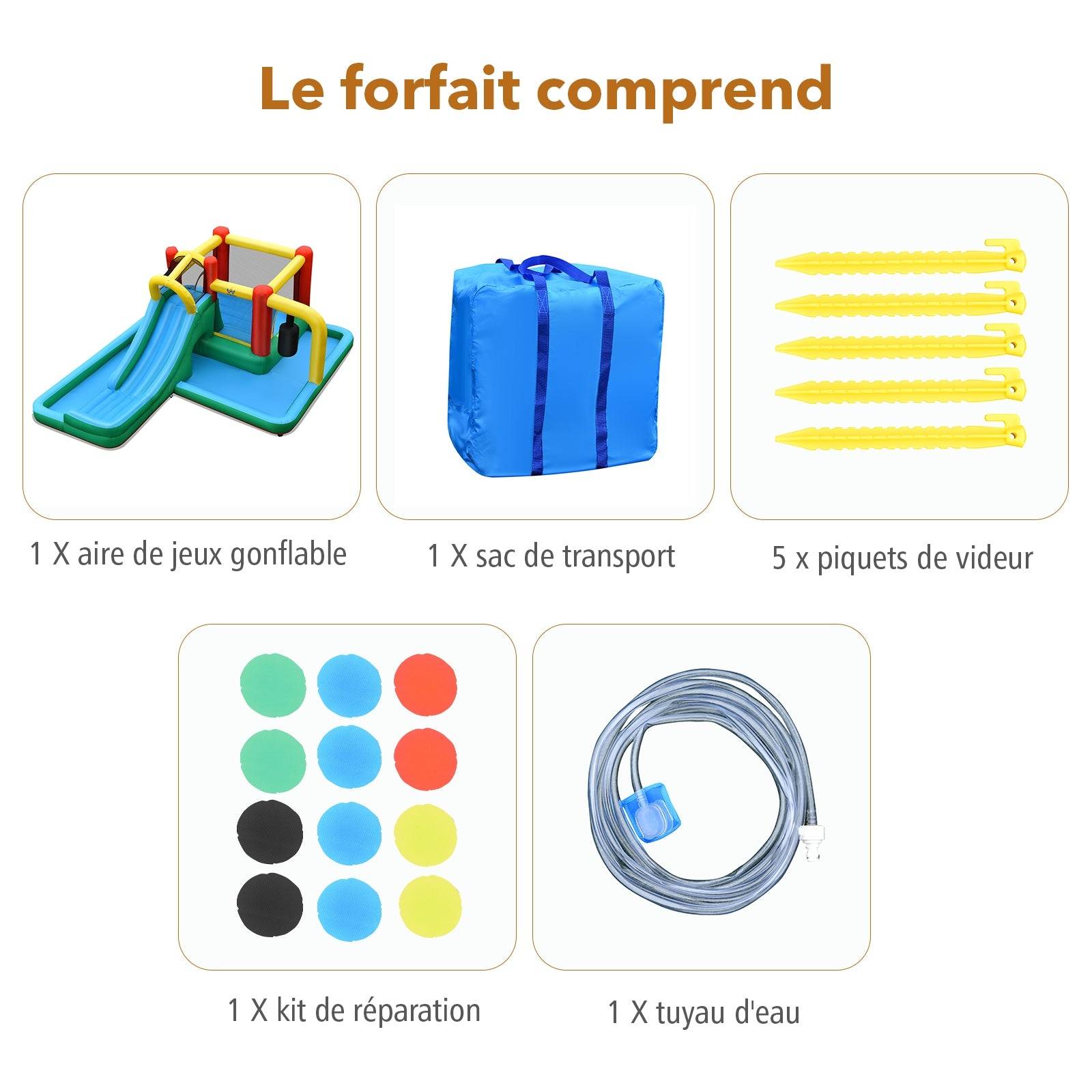 Helloshop26 - Toboggan gonflable avec mur d’escalade pataugeoire tunnel 470x370x190cm pour enfant de 3-10 ans gonfleur non inclus - Imagen 2