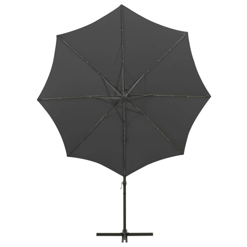 Helloshop26 - Parasol meuble de jardin déporté avec mât et lumières led anthracite 300 cm - Imagen 6