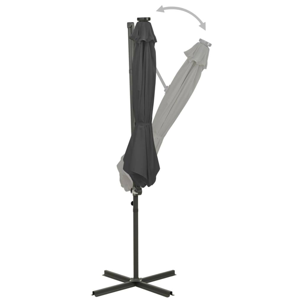 Helloshop26 - Parasol meuble de jardin déporté avec mât et lumières led anthracite 300 cm - Imagen 3
