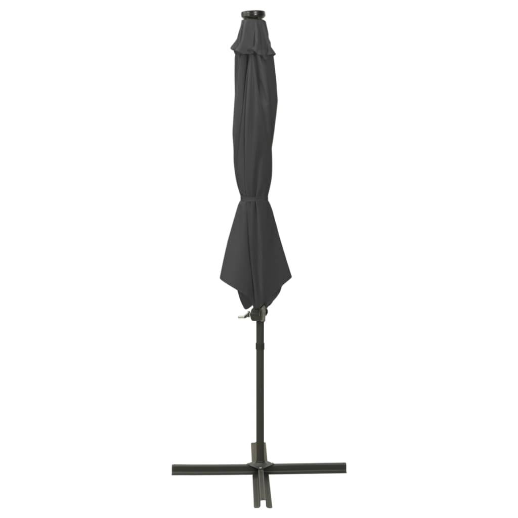 Helloshop26 - Parasol meuble de jardin déporté avec mât et lumières led anthracite 300 cm - Imagen 2