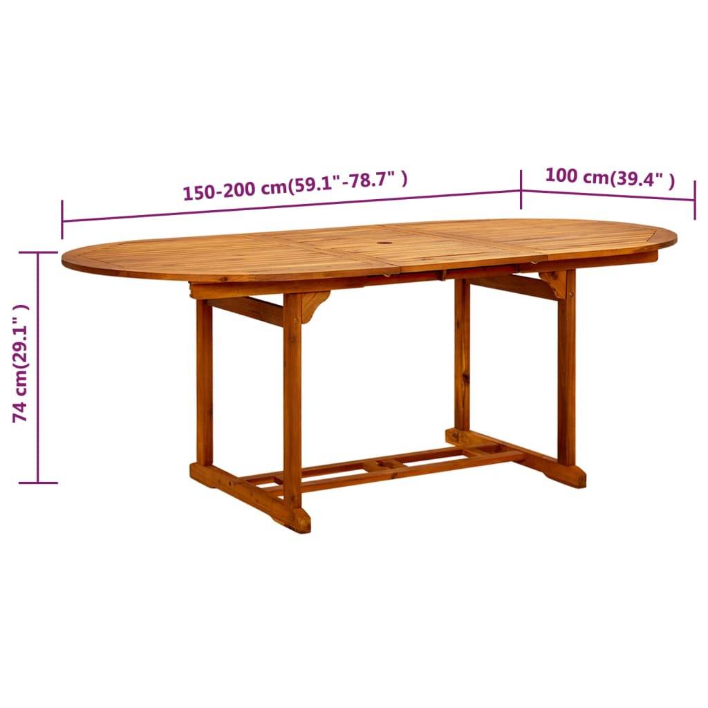 ComfortXL - Table de Jardin Extensible de 150 à 200 cm en Bois d'Acacia Massif Huilé, Grande Table de Repas pour 8 Personnes – ComfortXL Outdoor Living - Image 9