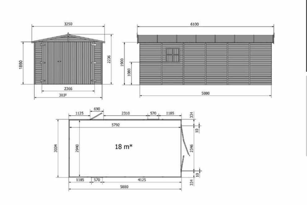 Gartflex - Garage en bois traité, surface utile 17.02 m², 588x303cm, ep 19mm,  INT033 / GARTFLEX - Image 4
