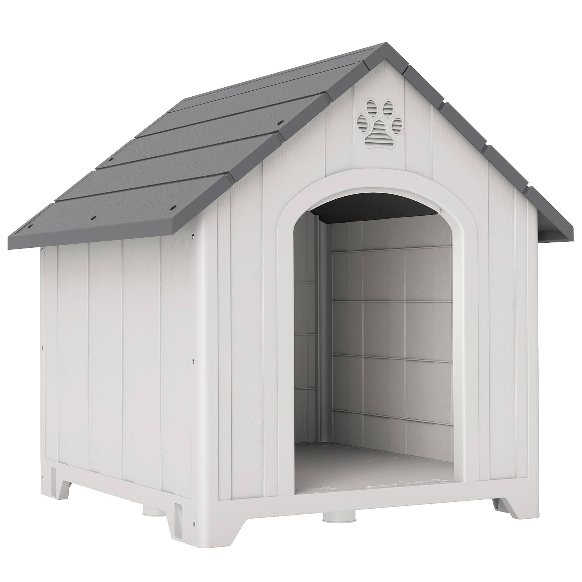 ComfortXL - Niche pour chien extérieure en polypropylène gris clair 88 x 79 x 89 cm avec plancher surélevé et ventilation - Image 10