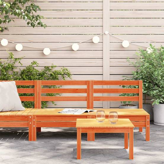 Ensemble 2 Chauffeuses Extérieures Pin Massif Cire Marron pour Salon de Jardin Modulable – ComfortXL Outdoor Living - Image 3