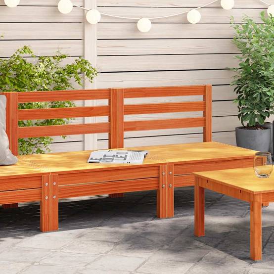 Ensemble 2 Chauffeuses Extérieures Pin Massif Cire Marron pour Salon de Jardin Modulable – ComfortXL Outdoor Living - Image 1