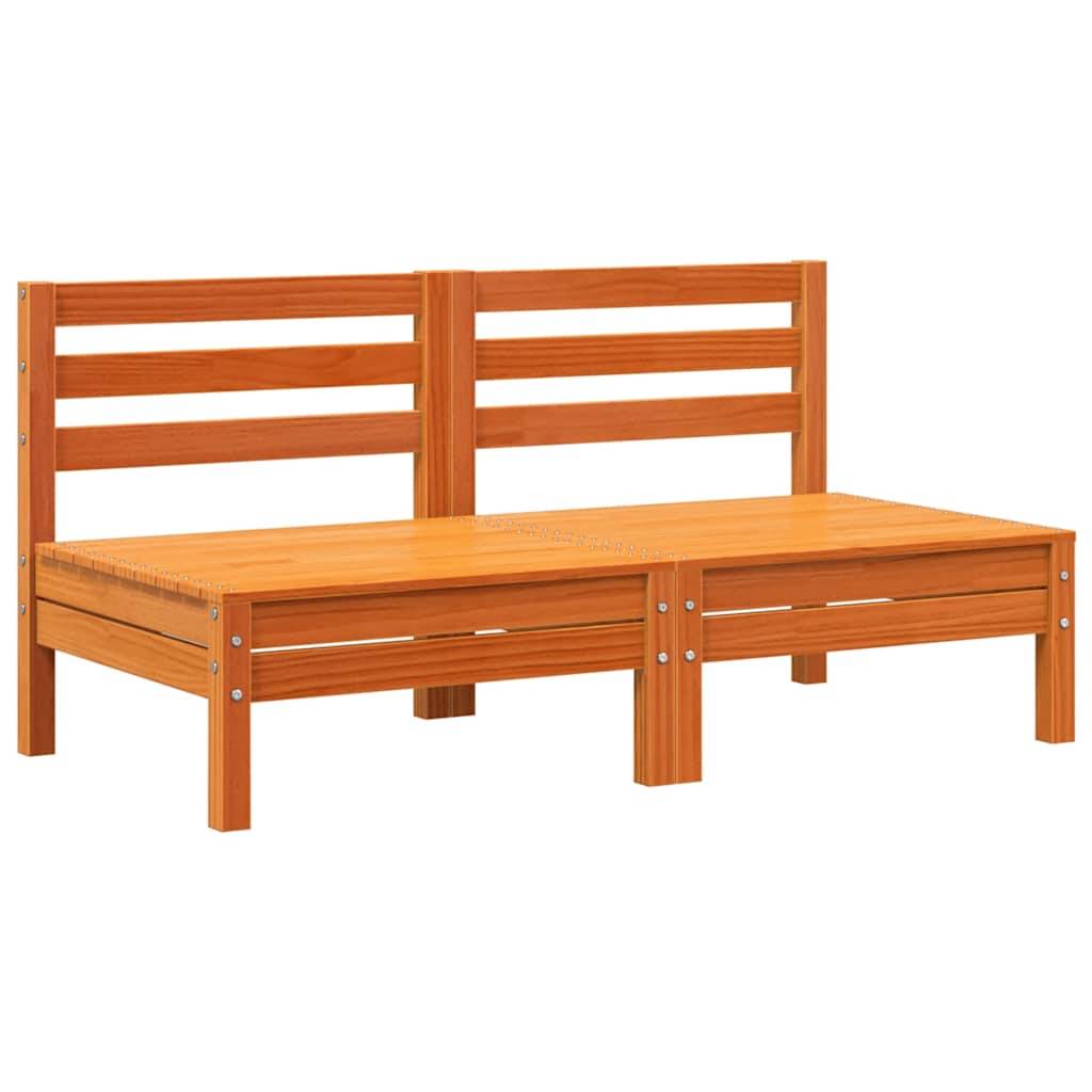 Ensemble 2 Chauffeuses Extérieures Pin Massif Cire Marron pour Salon de Jardin Modulable – ComfortXL Outdoor Living - Image 2