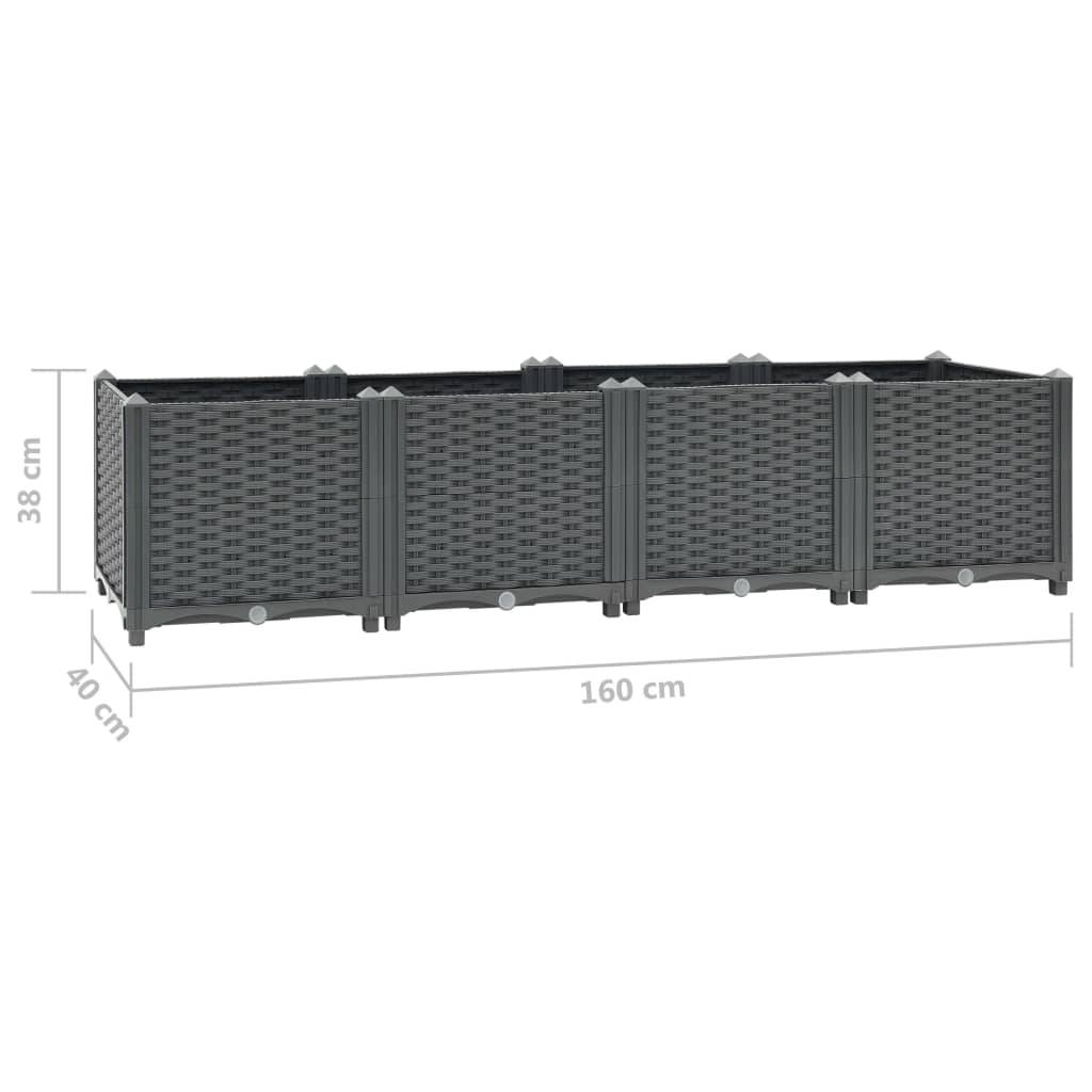 Helloshop26 - Jardinière lit surélevé plantes fleurs jardin 160 x 40 x 38 cm polypropylène gris foncé - Imagen 5