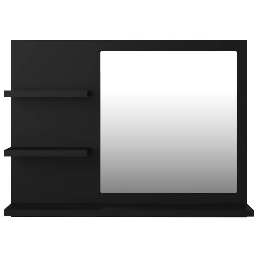Helloshop26 - Miroir de salle de bain étagère 60 x 10,5 x 45 cm aggloméré noir - Imagen 2