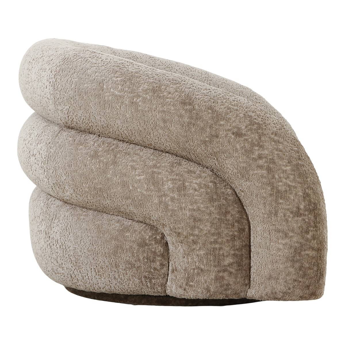 ALTOBUY - Fauteuil Tissu Velours Texturé Beige Pivotant - BUBBLE - Image 4
