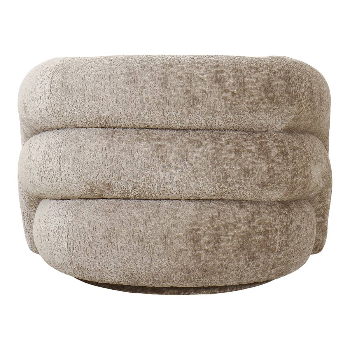 ALTOBUY - Fauteuil Tissu Velours Texturé Beige Pivotant - BUBBLE - Image 6