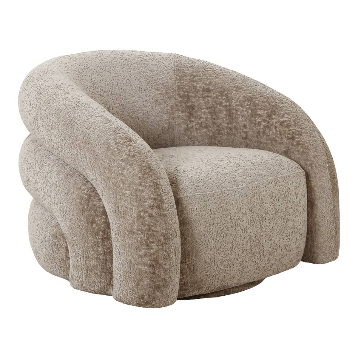 ALTOBUY - Fauteuil Tissu Velours Texturé Beige Pivotant - BUBBLE