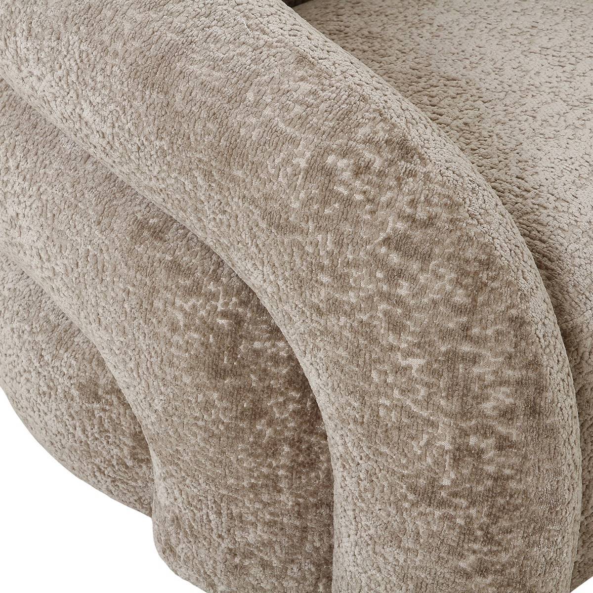 ALTOBUY - Fauteuil Tissu Velours Texturé Beige Pivotant - BUBBLE - Image 7