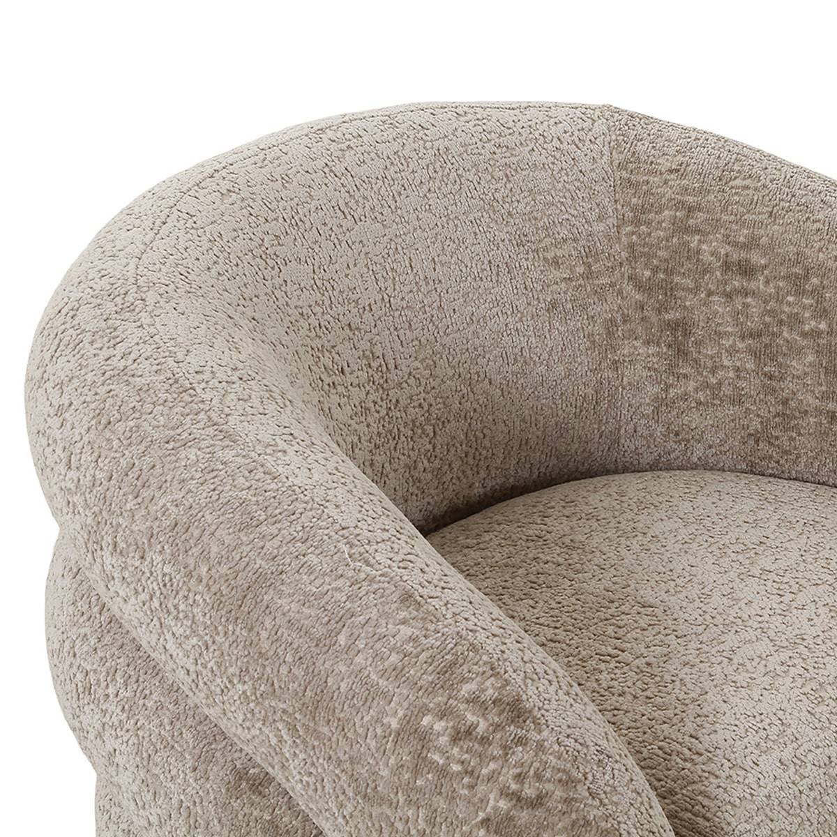 ALTOBUY - Fauteuil Tissu Velours Texturé Beige Pivotant - BUBBLE - Image 8
