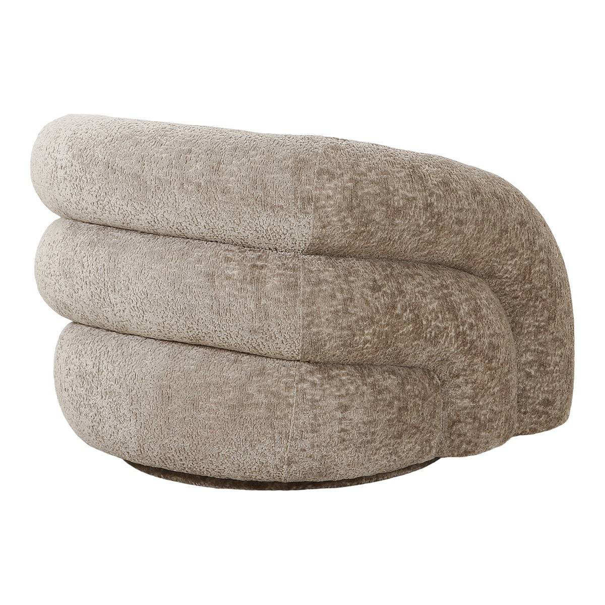 ALTOBUY - Fauteuil Tissu Velours Texturé Beige Pivotant - BUBBLE - Image 5