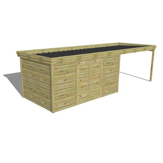 Abri Français - ABRI DE JARDIN bois Pin traité autoclave 27mm - 7,84x2,64m / 21m2 - Bac acier - Abri Français - Image 1