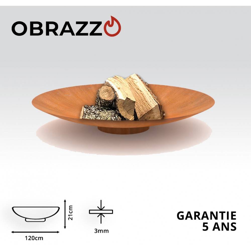 Decklinea - Brasero extérieur 120 cm - Acier Corten - Chauffage Exterieur - Feu de Bois - Effet Rouille - H : 21 cm - Resistant au gel - Imagen 2