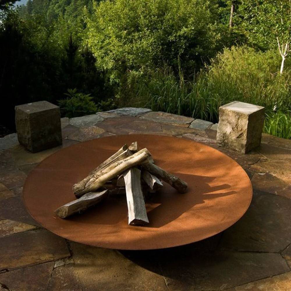 Decklinea - Brasero extérieur 120 cm - Acier Corten - Chauffage Exterieur - Feu de Bois - Effet Rouille - H : 21 cm - Resistant au gel - Imagen 4
