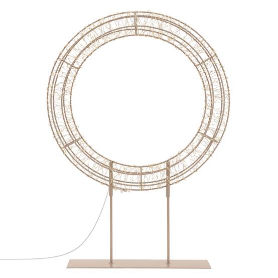 Ecd-Germany - Couronne de Noël LED sur pied, Ø 53 cm, décoration lumineuse, 300 LED lumière blanc chaud, intérieur et extérieur, anneau décoratif, cercle lumineux - Image 8