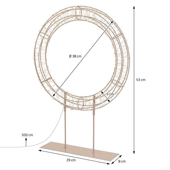 Ecd-Germany - Couronne de Noël LED sur pied, Ø 53 cm, décoration lumineuse, 300 LED lumière blanc chaud, intérieur et extérieur, anneau décoratif, cercle lumineux - Image 7