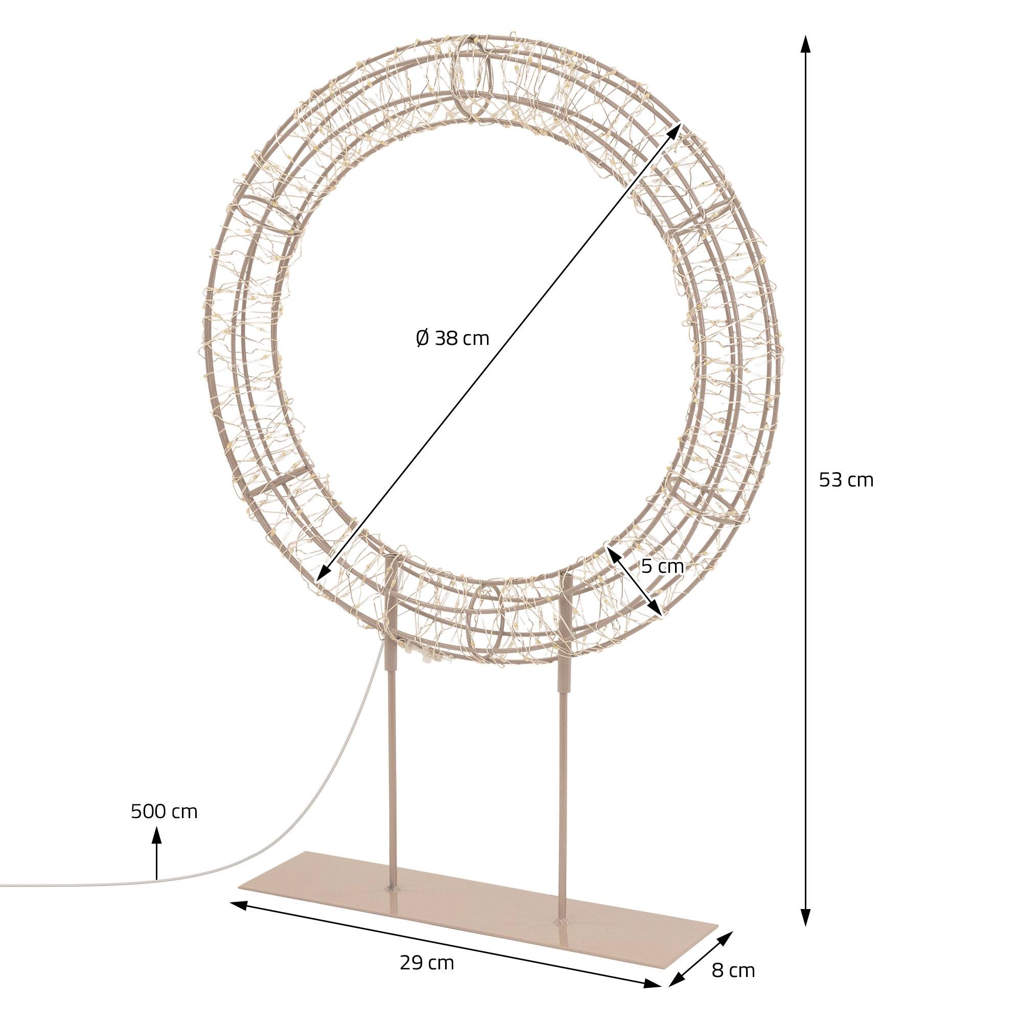 Ecd-Germany - Couronne de Noël LED sur pied, Ø 53 cm, décoration lumineuse, 300 LED lumière blanc chaud, intérieur et extérieur, anneau décoratif, cercle lumineux - Image 7