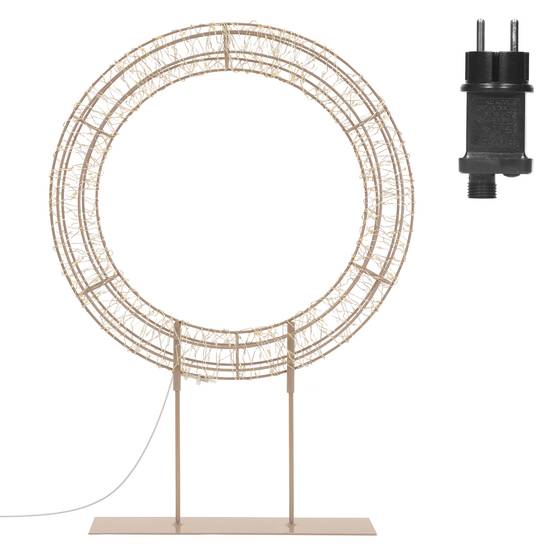 Ecd-Germany - Couronne de Noël LED sur pied, Ø 53 cm, décoration lumineuse, 300 LED lumière blanc chaud, intérieur et extérieur, anneau décoratif, cercle lumineux - Image 2