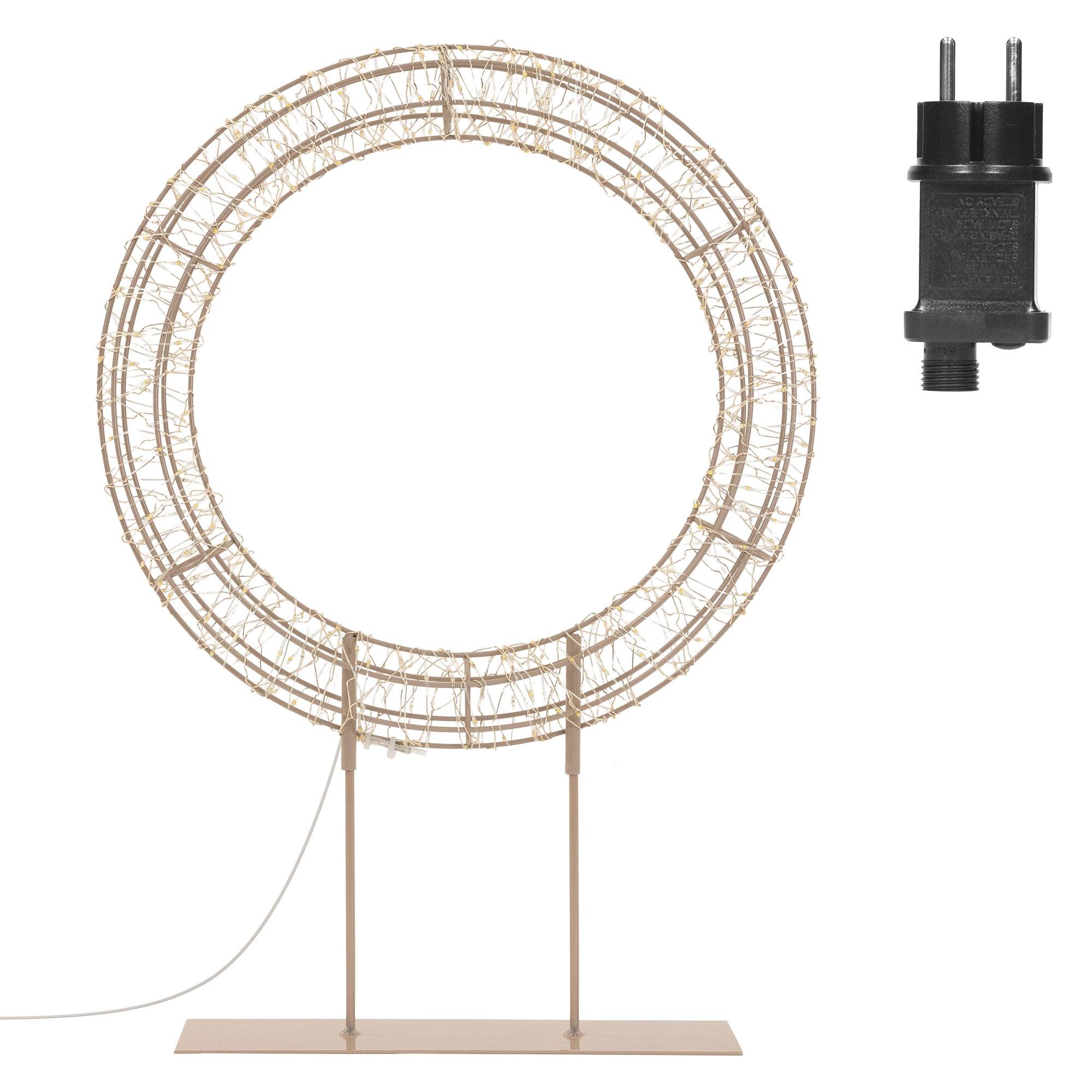 Ecd-Germany - Couronne de Noël LED sur pied, Ø 53 cm, décoration lumineuse, 300 LED lumière blanc chaud, intérieur et extérieur, anneau décoratif, cercle lumineux - Image 2
