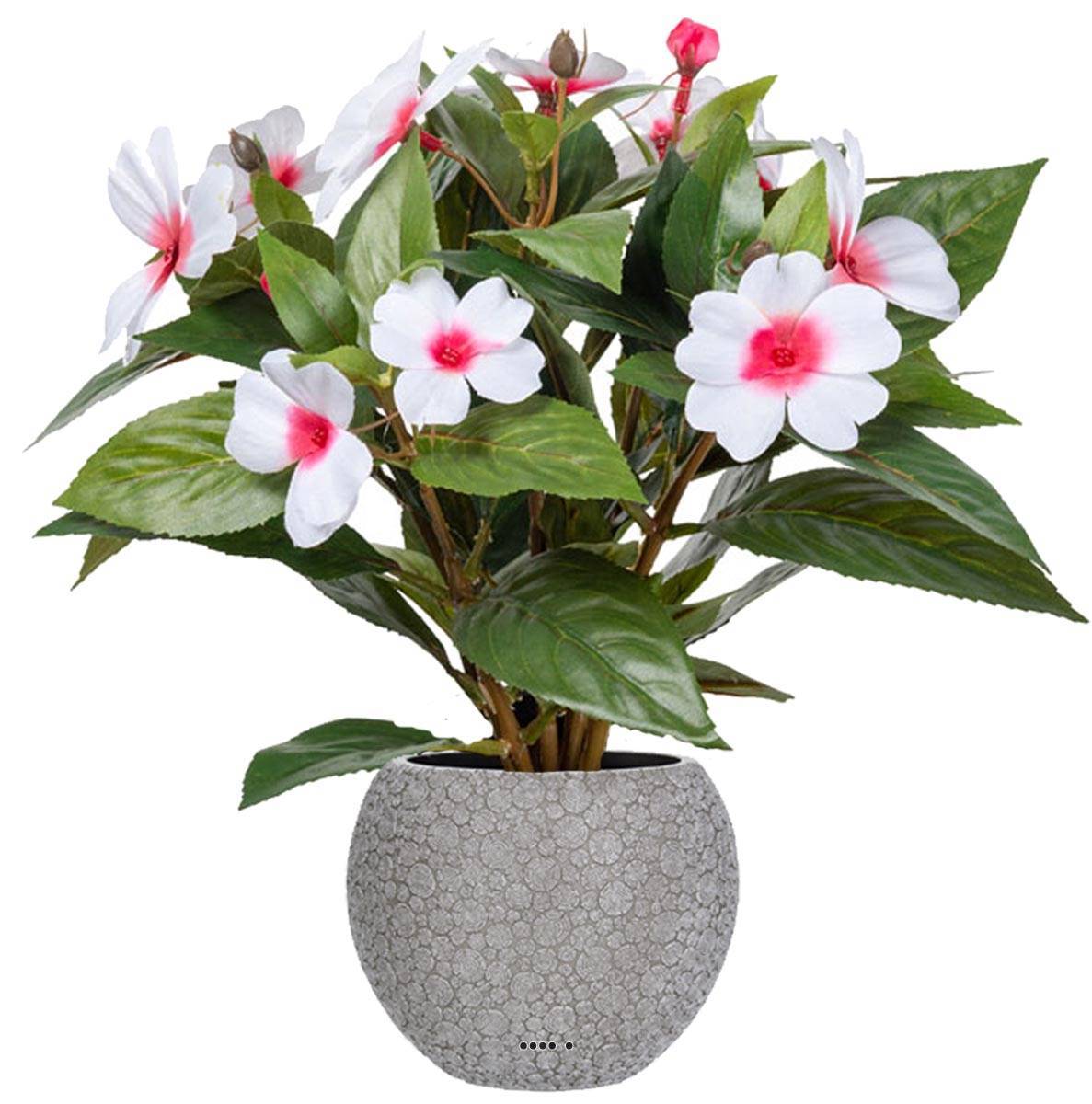 Artificielles - Grande Violette Africaine artificielle en pot, H 30 cm Pourpre-blanc - couleur: Pourpre-blanc - Imagen 2