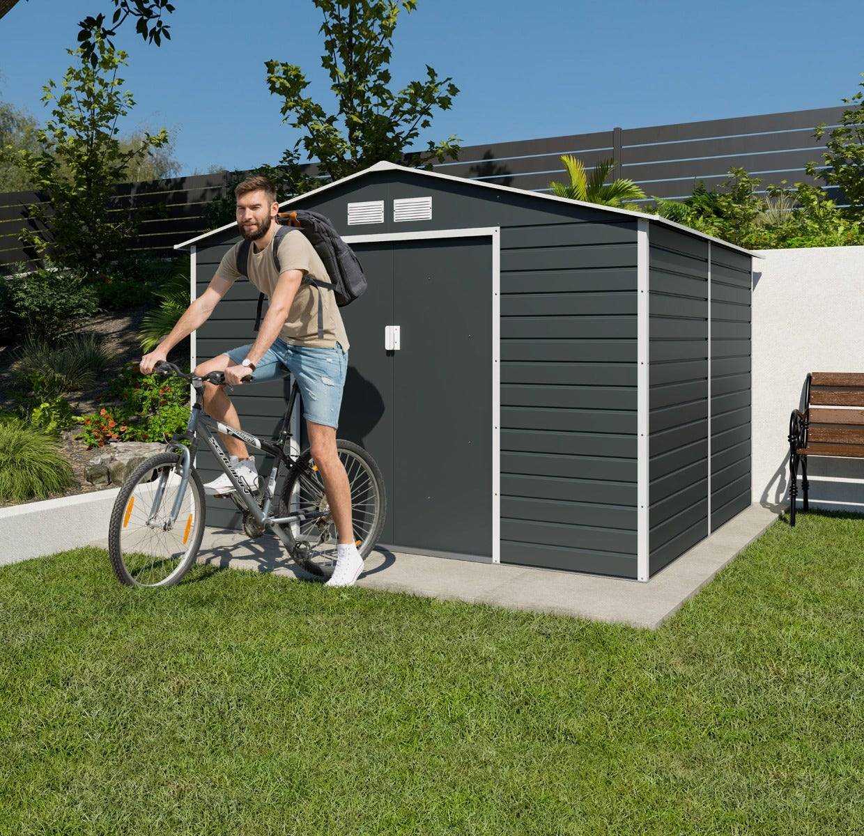 Trigano Jardin - Abri de jardin métal gris 6,5 m2 + kit d'ancrage - Image 4