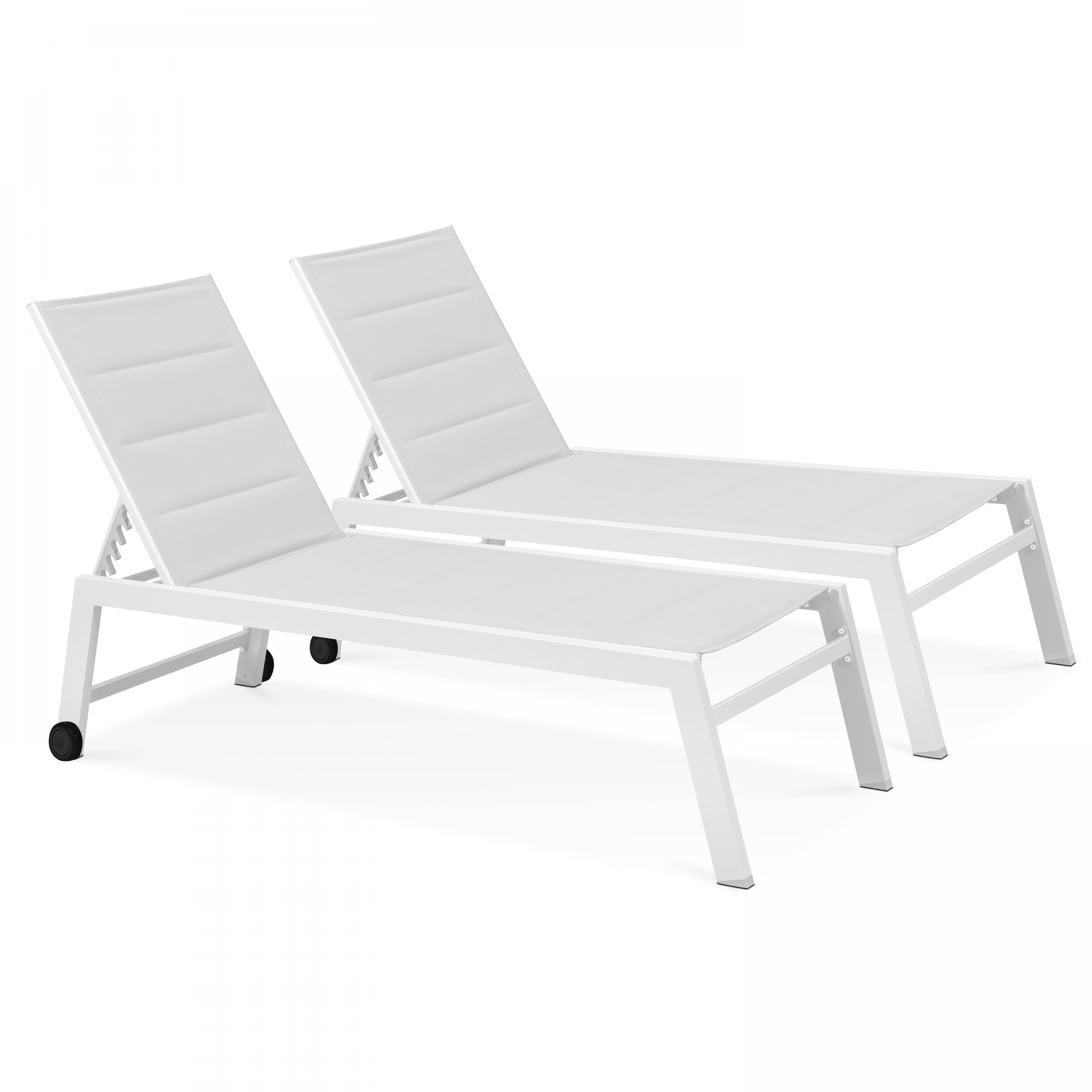 Oviala - Lot de 2 bains de soleil en aluminium et textilène blanc Nouméa - Oviala - Imagen 1