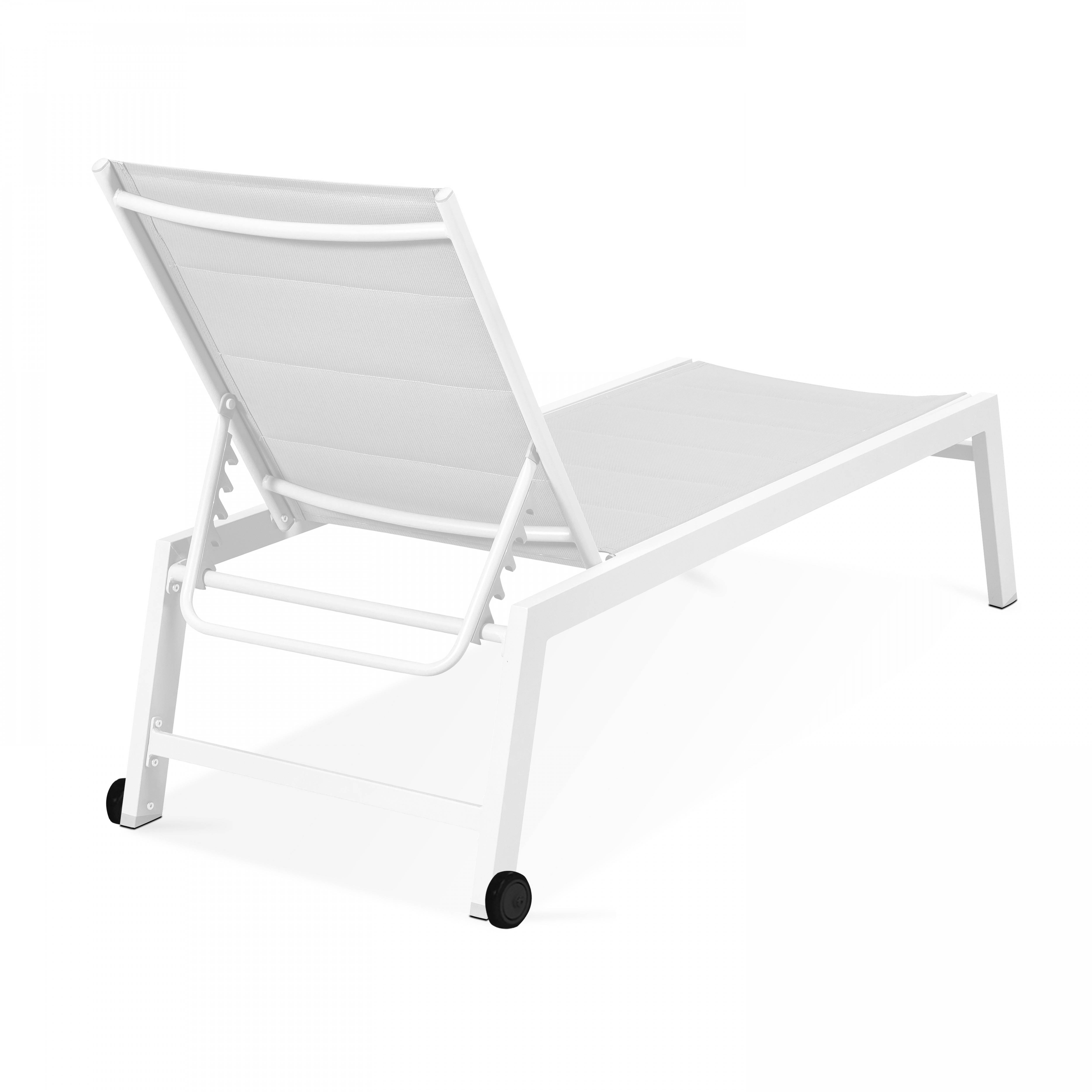 Oviala - Lot de 2 bains de soleil en aluminium et textilène blanc Nouméa - Oviala - Imagen 5