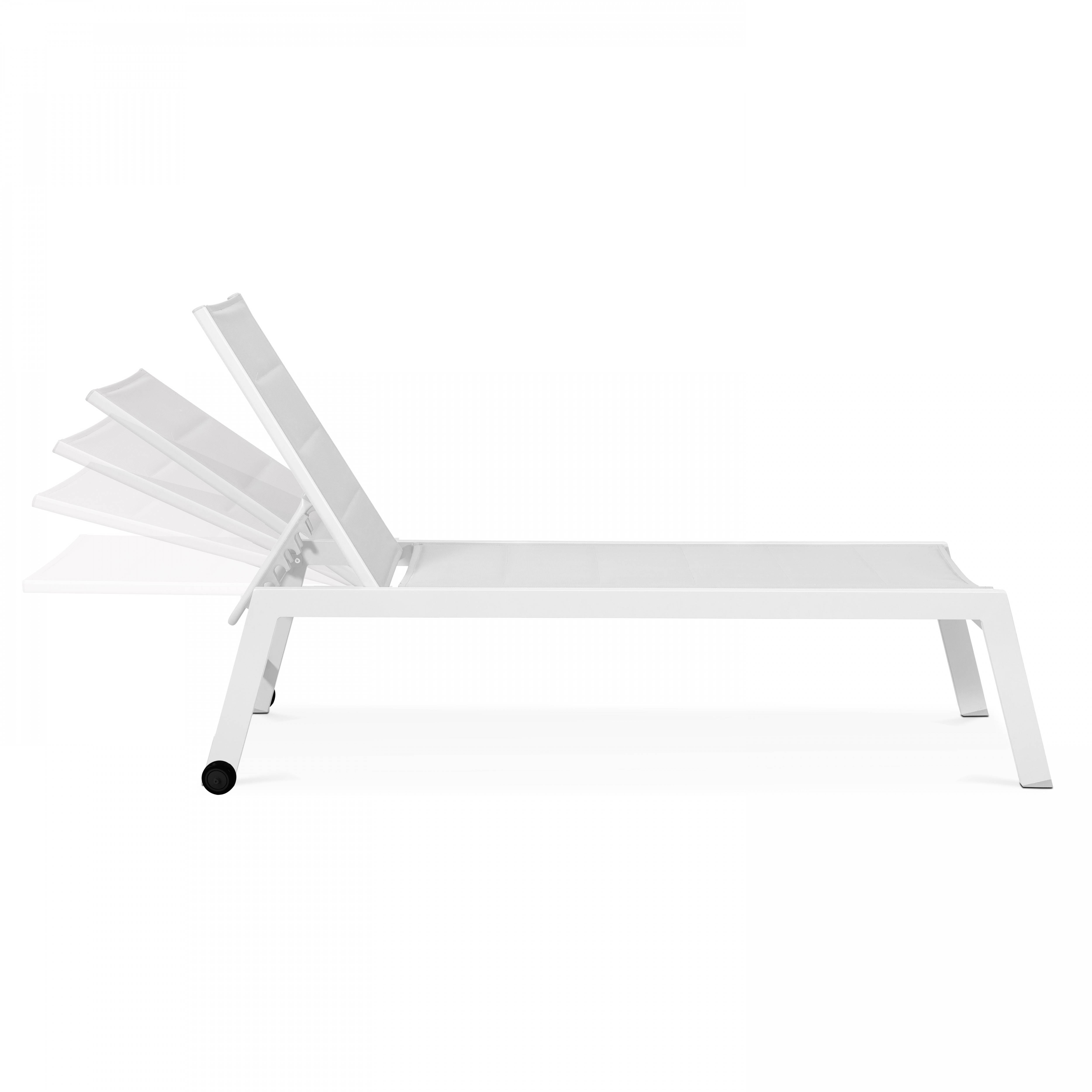 Oviala - Lot de 2 bains de soleil en aluminium et textilène blanc Nouméa - Oviala - Imagen 4