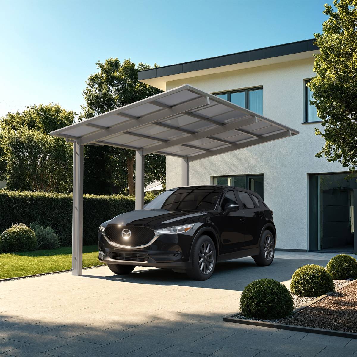 Carport simple - charge de toiture 137kg/m² - Anodisé coloris inox ...