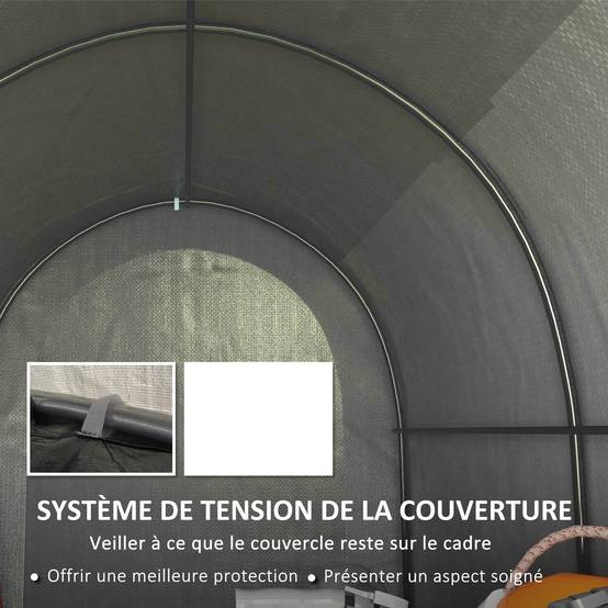 Abri de jardin tente de rangement extérieur abri de vélo garage pour vélo bâche en PE cadre en métal galvanisé gris - Image 9
