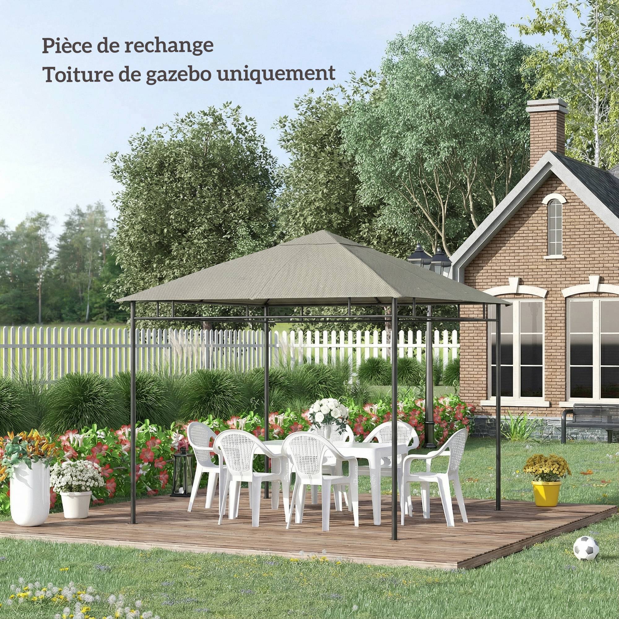 ComfortXL - Toile de rechange tonnelle polyester terrasse protection solaire 3x3m gris - ComfortXL Outdoor Living - Image 10