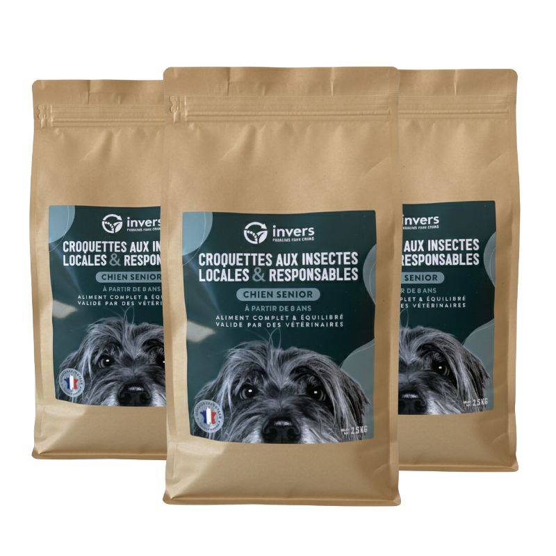 Croquettes aux insectes pour chien sénior (à partir de 8 ans) 7,5kg - Invers - Imagen 1