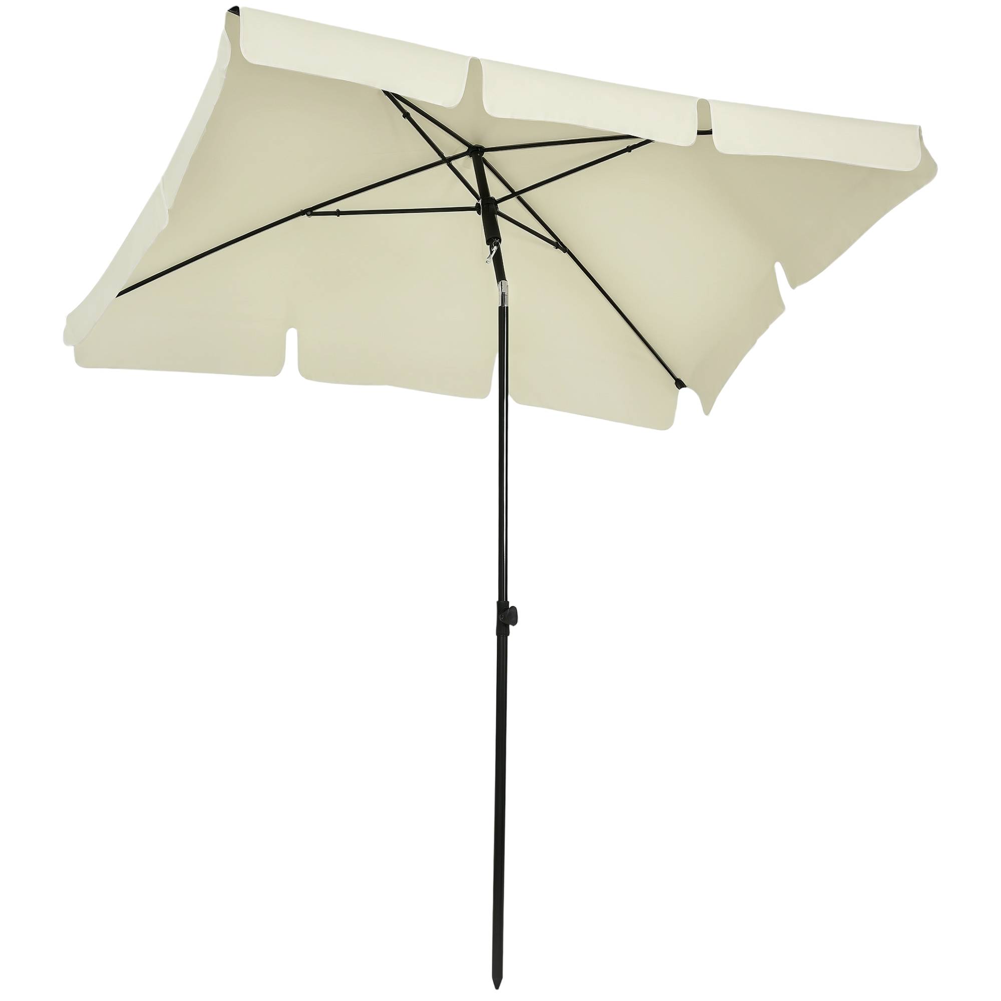 PANGIVO - Parasol droit rectangulaire inclinable en aluminium métal et polyester beige clair 198 x 130 x 249 cm - PANGIVO - Image 1