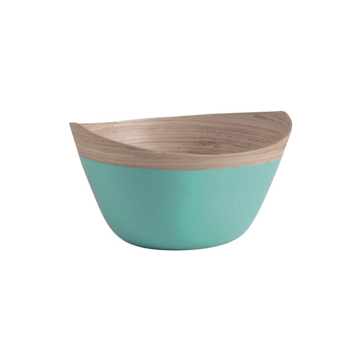 Aubry Gaspard - Corbeille ovale en bambou laqué turquoise
