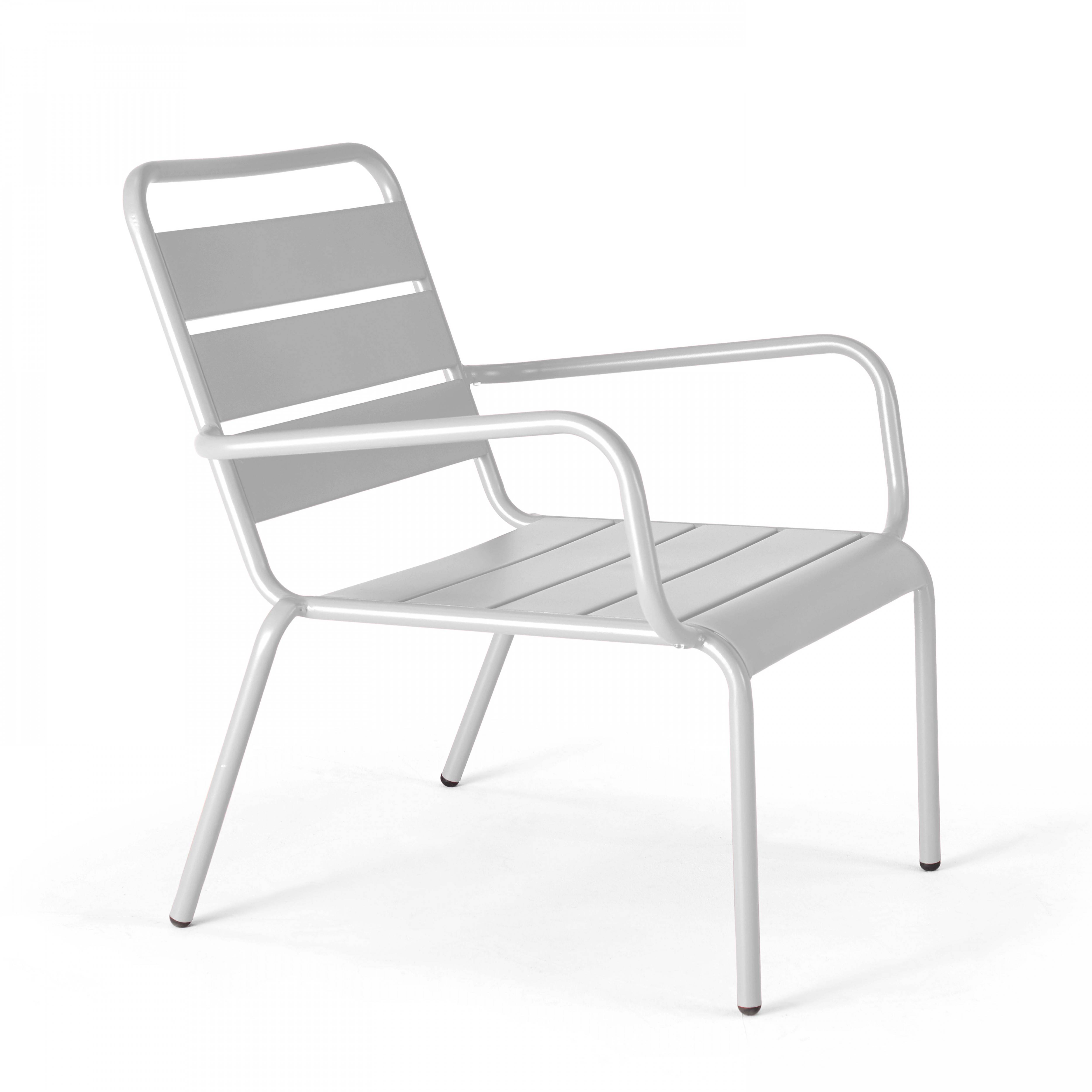 Oviala - Lot de 2 fauteuils relax avec repose-pieds en métal blanc Palavas - Oviala - Imagen 5