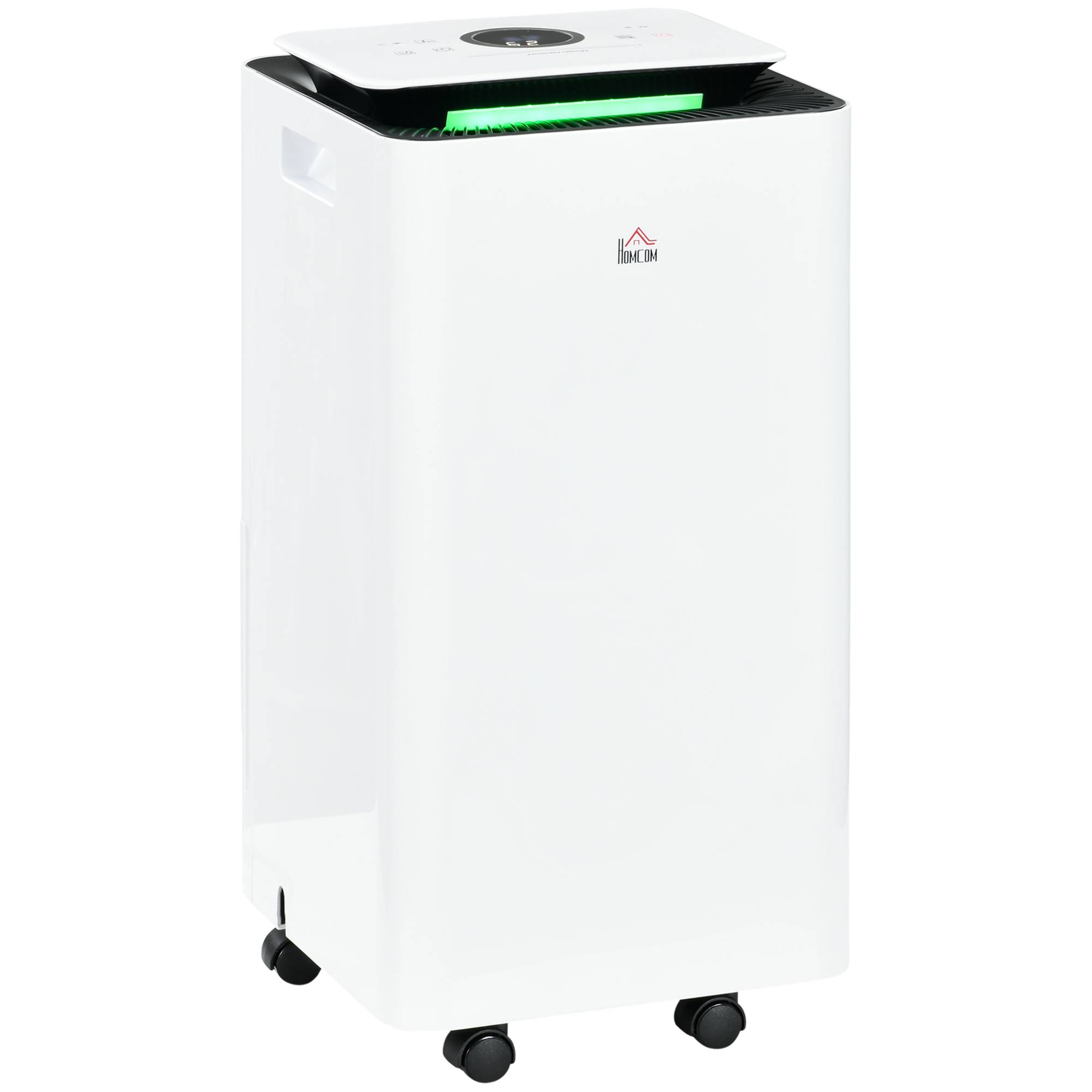 Déshumidificateur électrique 10L/jour réservoir 2,5L, 5 modes 2 vitesses, minuterie, 25x25x50,5cm, blanc - Image 1