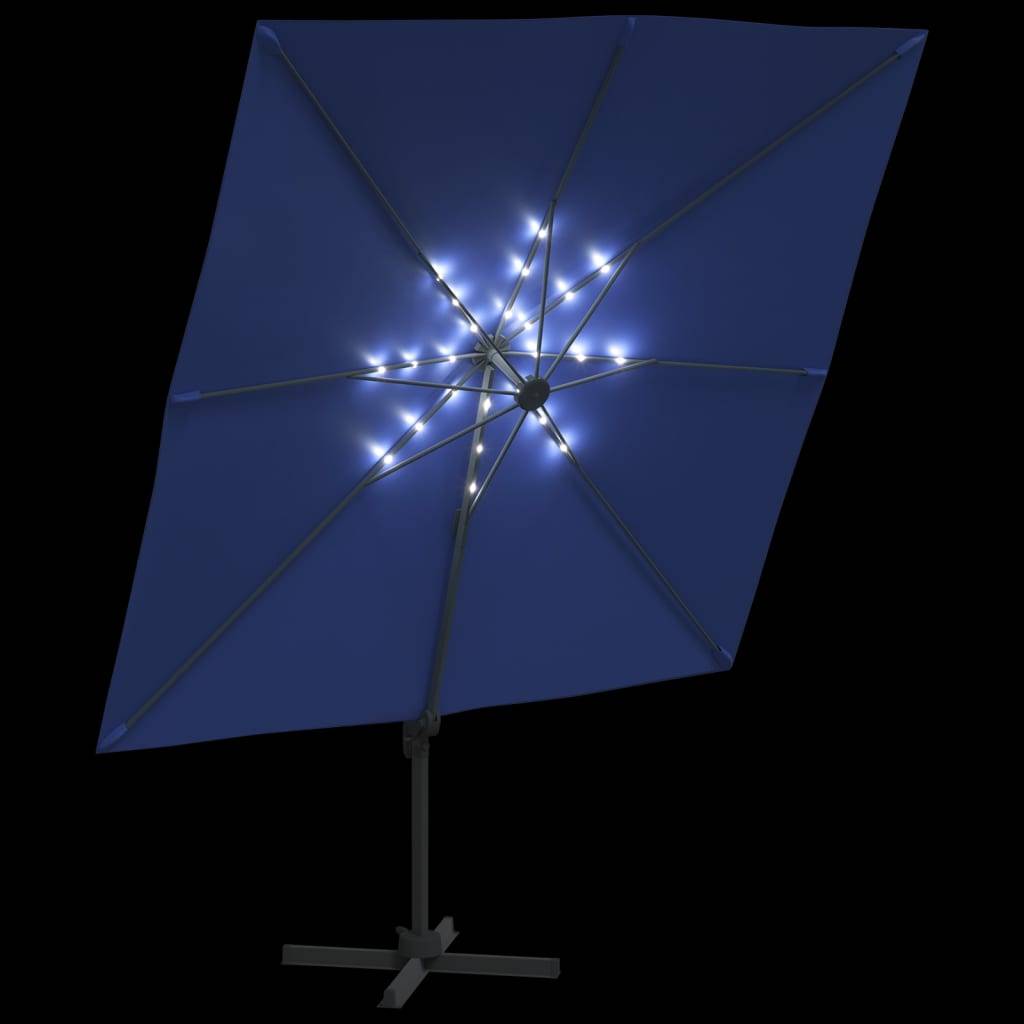 Helloshop26 - Parasol meuble de jardin cantilever à led 400 x 300 cm bleu azuré - Imagen 5