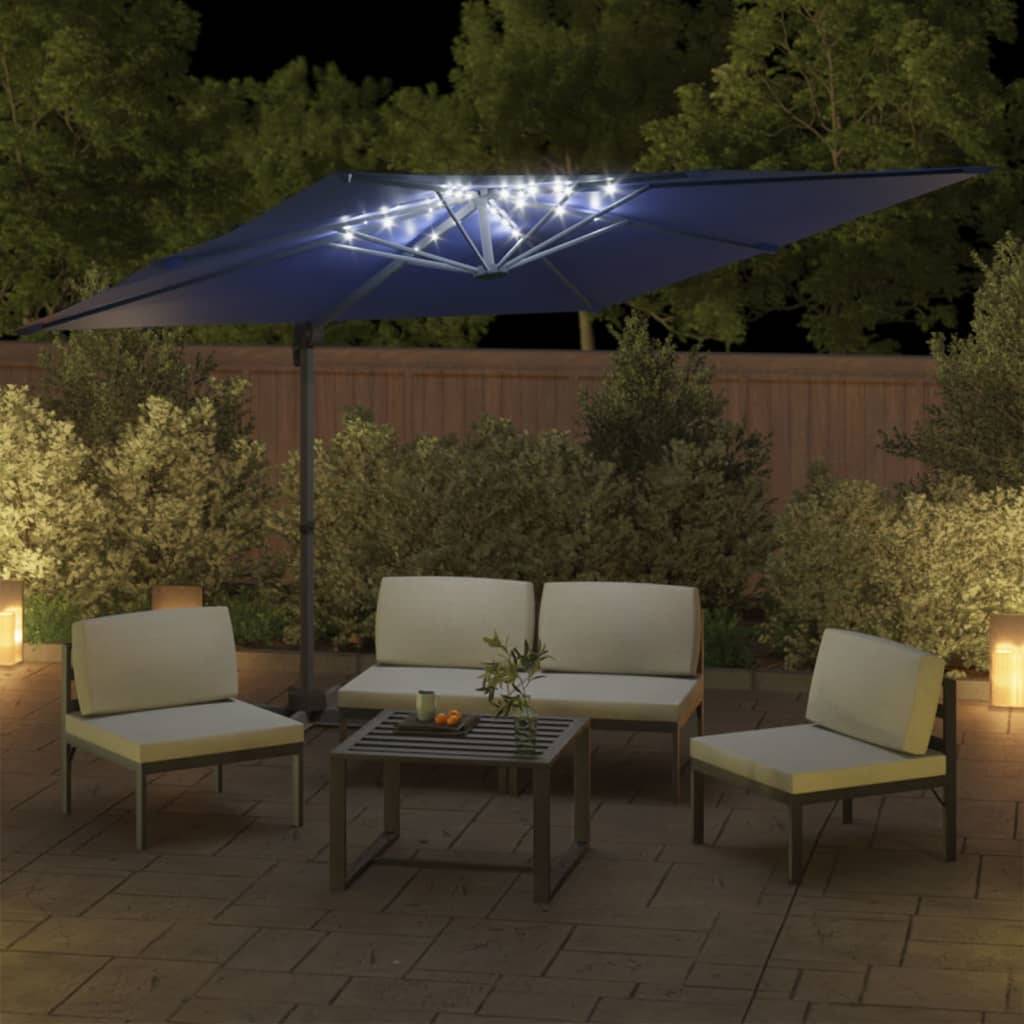 Helloshop26 - Parasol meuble de jardin cantilever à led 400 x 300 cm bleu azuré - Imagen 4