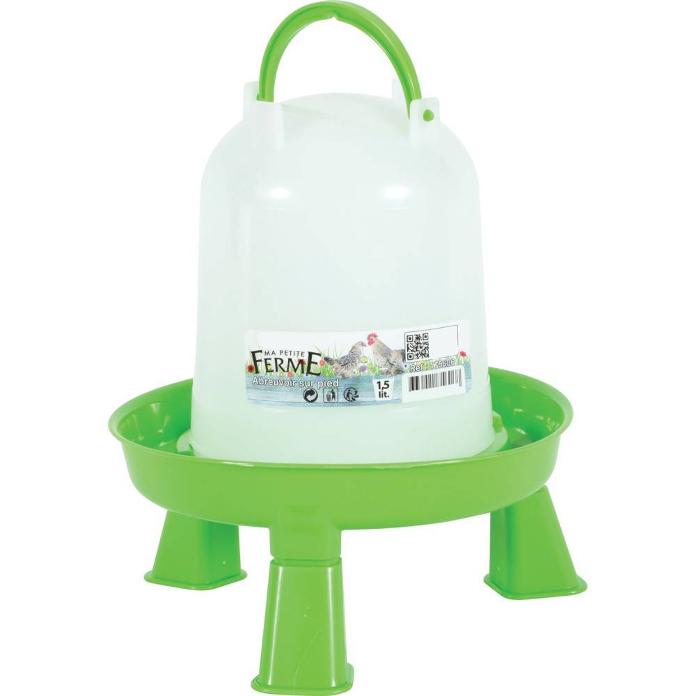 Abreuvoir en plastique avec pieds capacité 1.5 litres basse cour